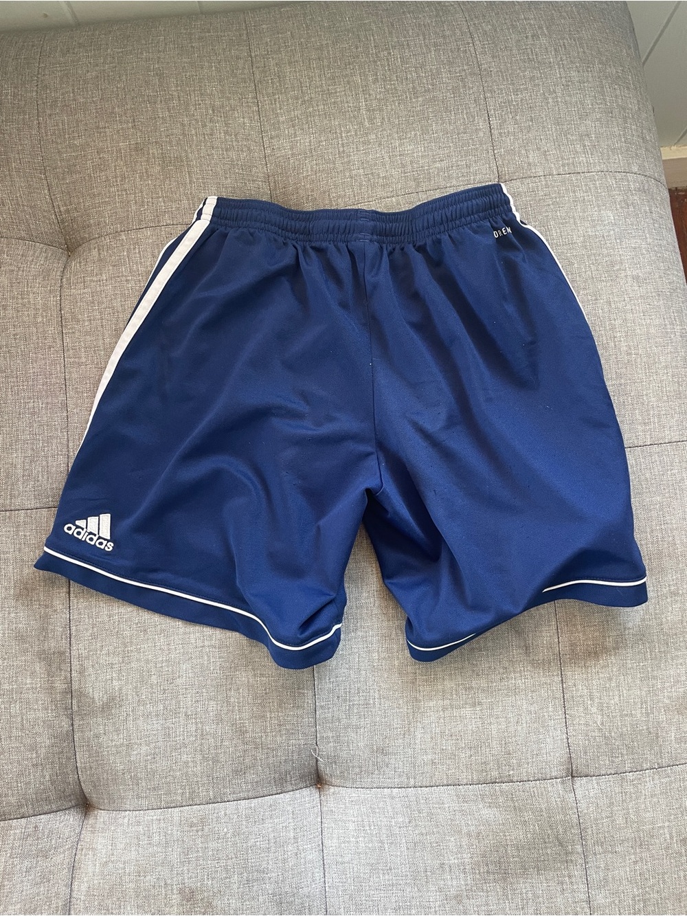 Adidas Kids Large basic Navy Blue Athletic Shorts with White Piping